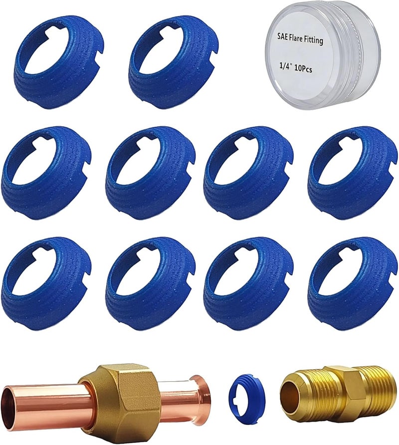 ZGTools 10 x 1/4" Leak-Free SAE Flare Fitting, HVAC Leak Free SAE Flare Connections Eliminates Refrigerant Leaks, Stop Leak Seal kit For Schrader Valve, Refrigeration, HVAC & Mini Split Kit - Image 1